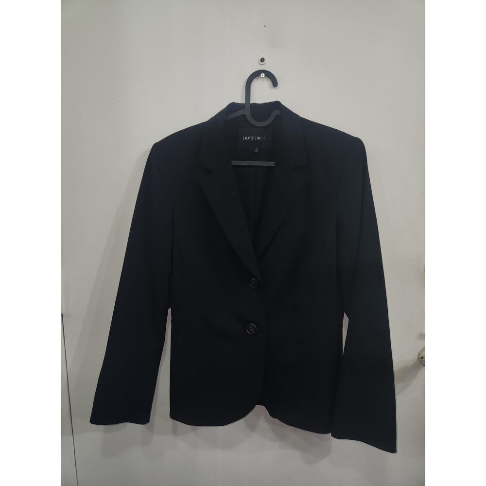 Lafayette 148 black classic blazer 2 buttons virgin wool blend 6